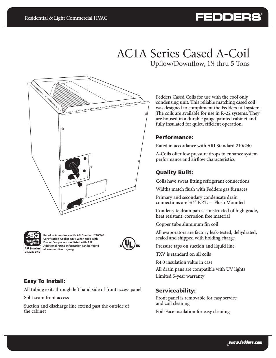 Cased A-Coil AC1A Series