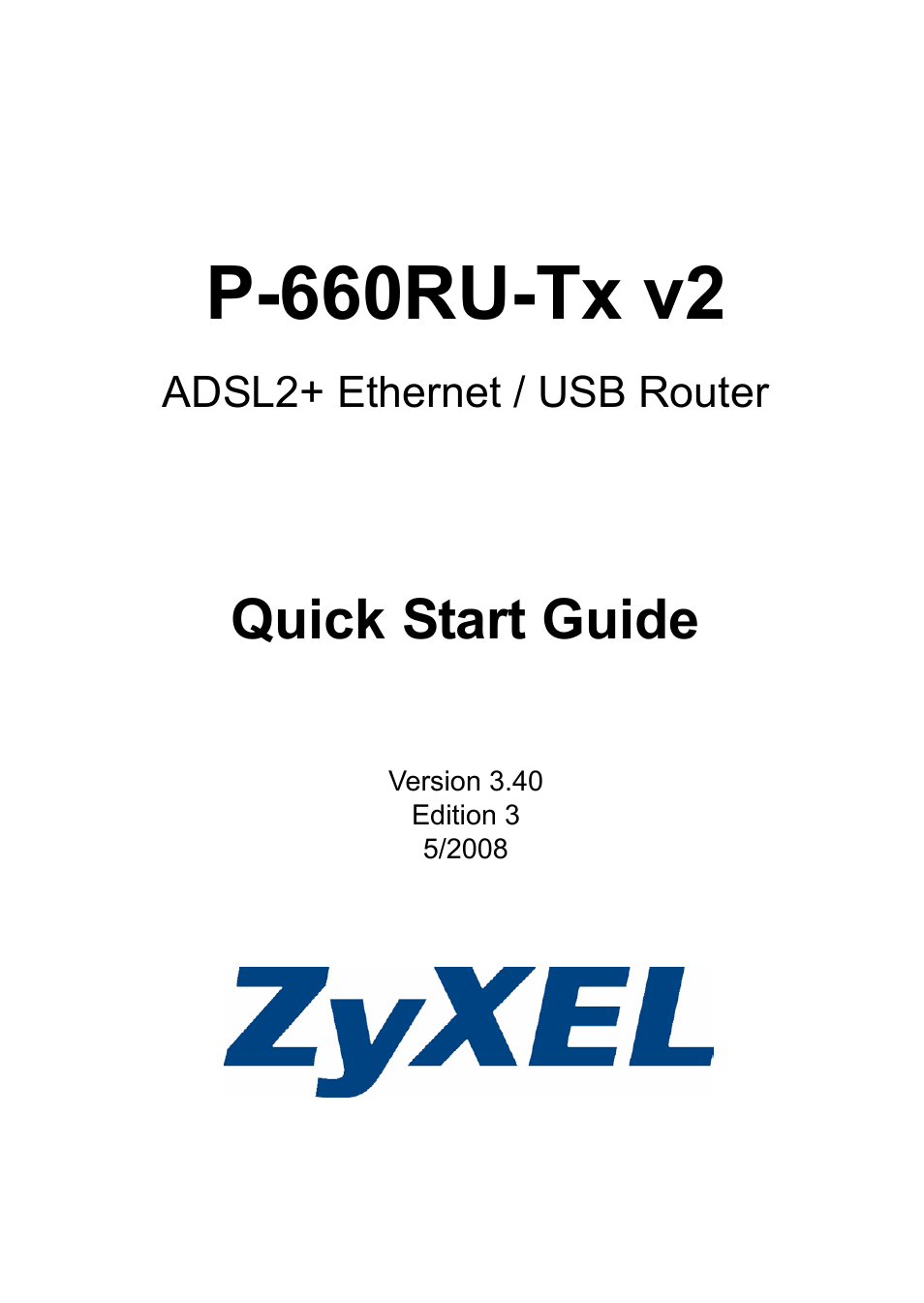 ADSL2+ Ethernet / USB Router P-660RU-Tx v2