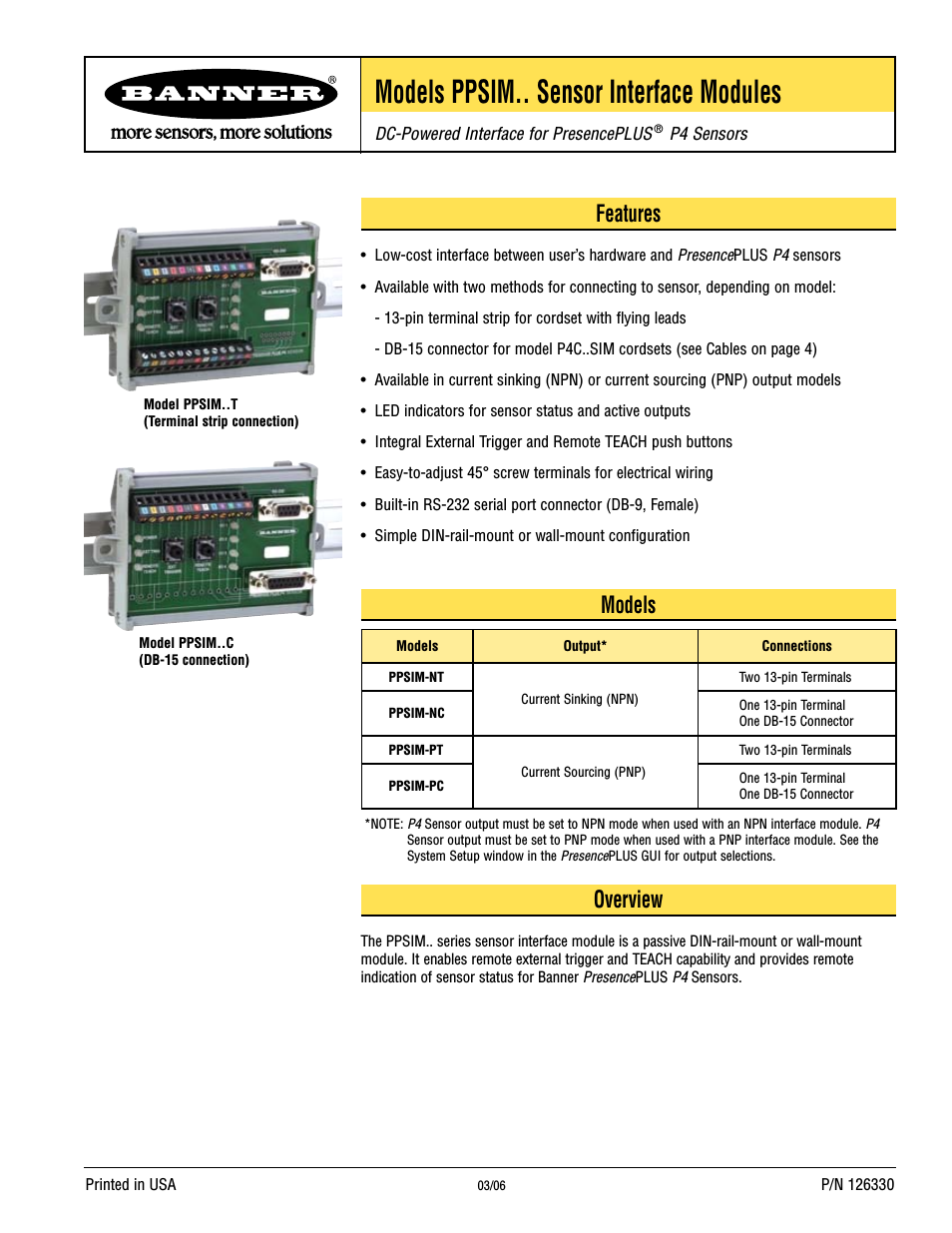 PPSIM Sensor Interface Modules
