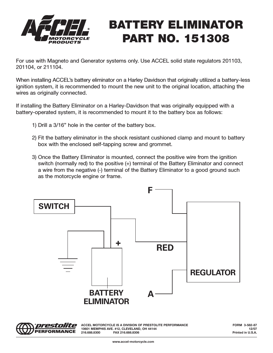 ACCEL Battery Eliminator 151308