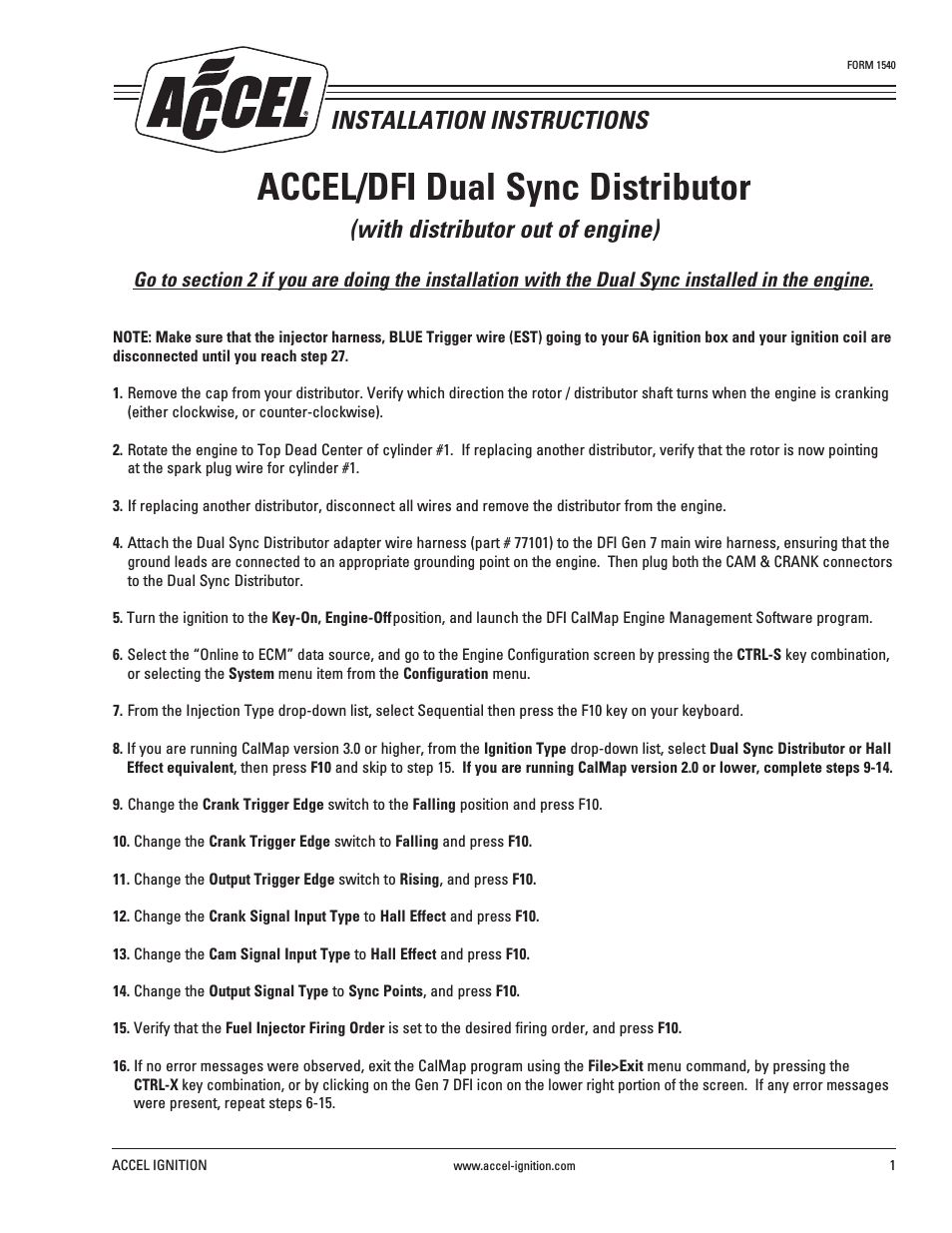 ACCEL DFI Dual Sync Distributor 77100