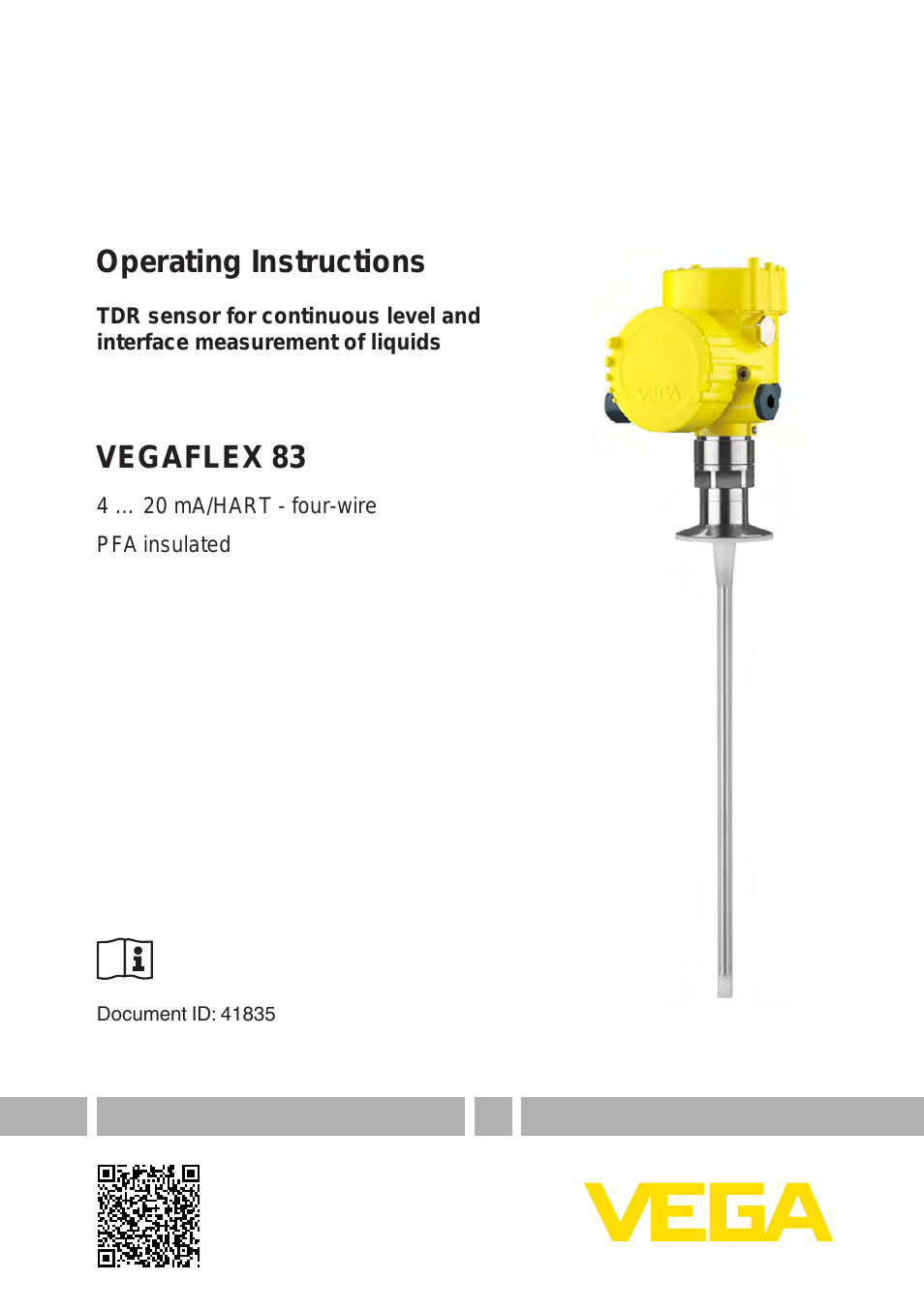 VEGAFLEX 83 4 … 20 mA_HART - four-wire PFA insulated