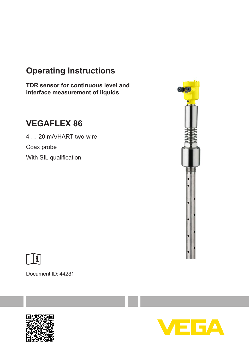VEGAFLEX 86 4 … 20 mA_HART two-wire Coax probe With SIL qualification