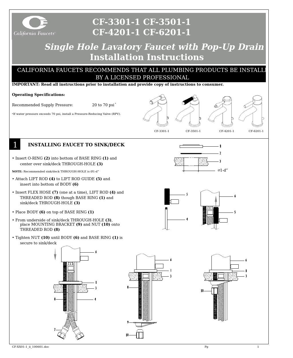 Vessel Deck Faucets (1-Handle)