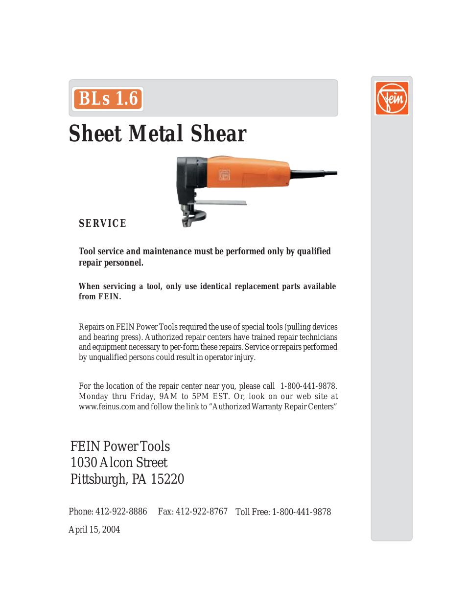 Sheet Metal Shear BLs 1.6
