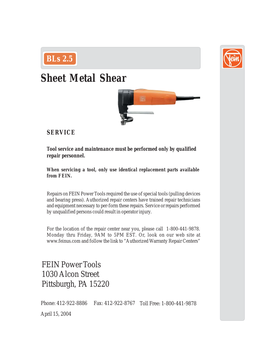 Sheet Metal Shear BLs 2.5