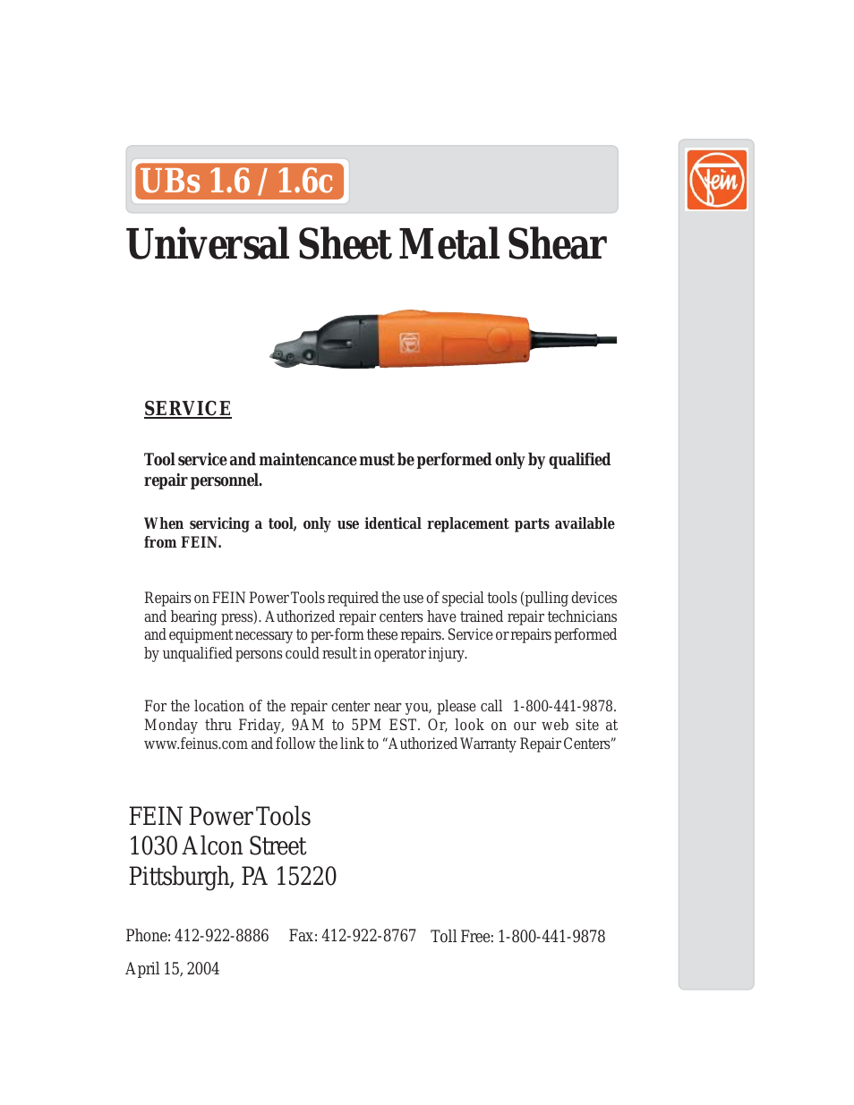 Universal Sheet Metal Shear UBs 1.6 / 1.6c