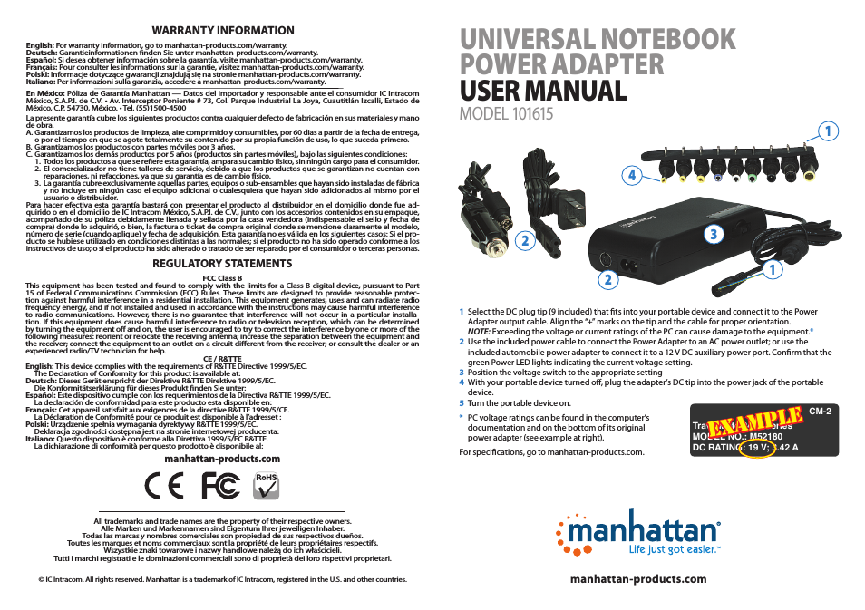 101615 Universal Notebook Power Adapter - Quick Install (Multi)