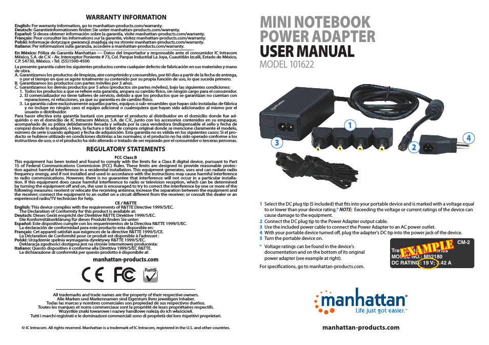 101622 Universal Notebook Power Adapter - Quick Install (Multi)