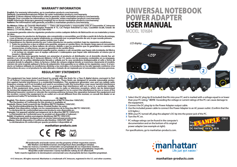101684 Universal Notebook Power Adapter - Quick Install (Multi)