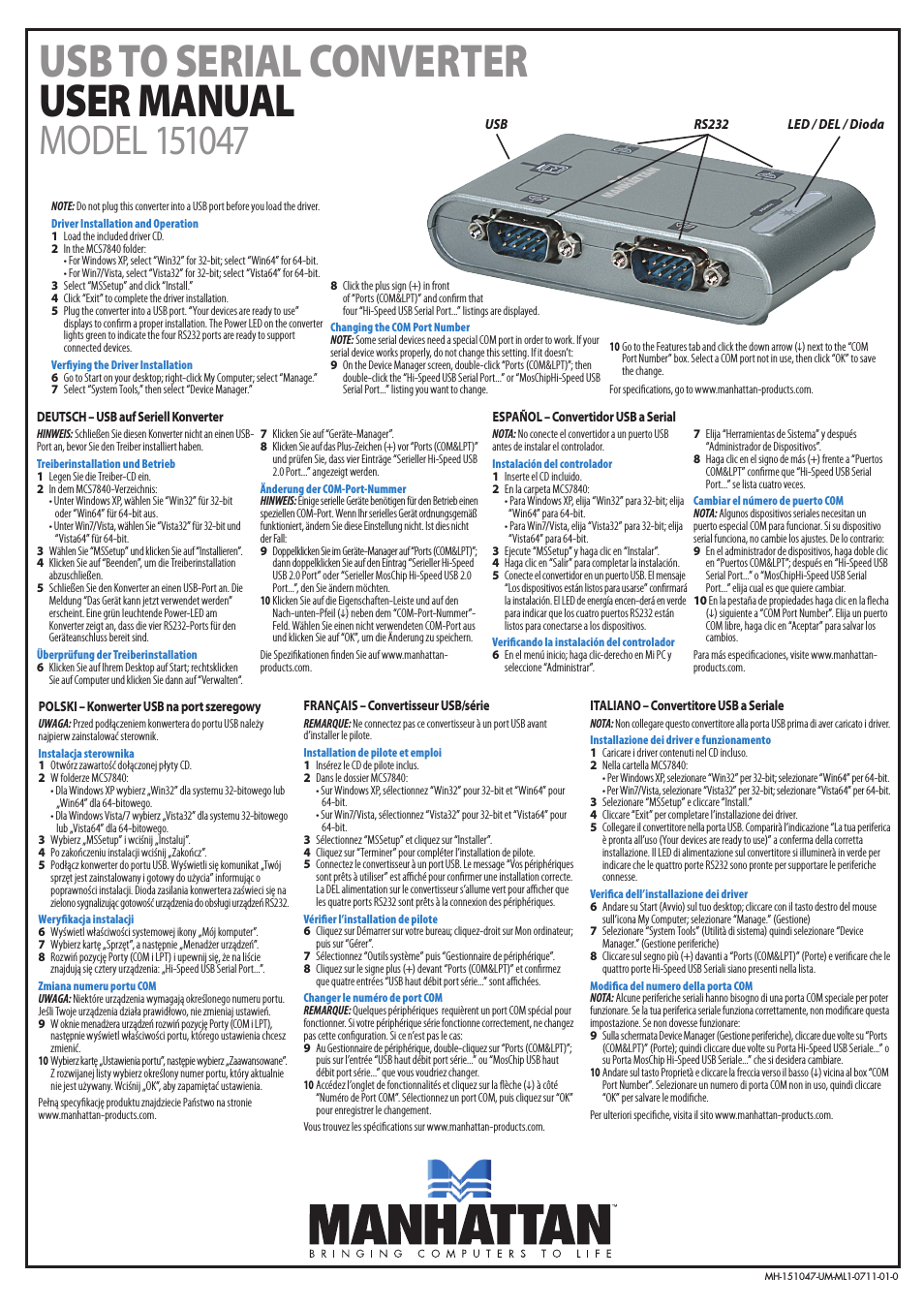 151047 USB to Serial Converter - Manual (Multi)