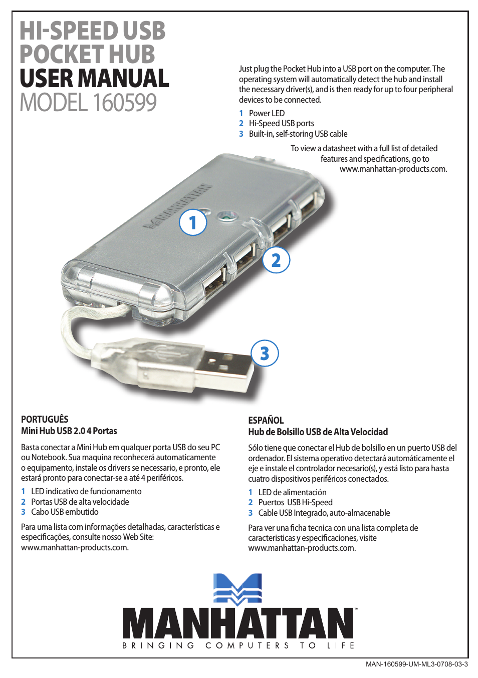 160599 Hi-Speed USB Pocket Hub - Manual