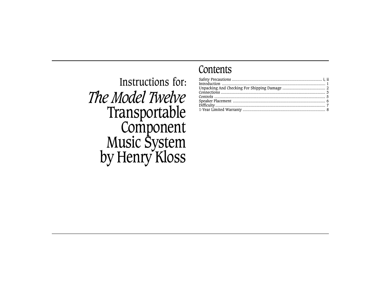The Model Twelve Transportable Componenet Music System by Henry Kloss