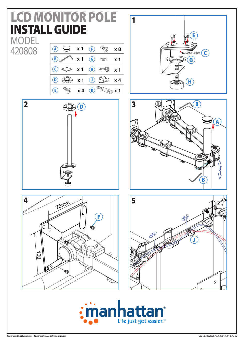 420808 LCD Monitor Mount with Double-Link Swing Arms - Quick Install (Multi)