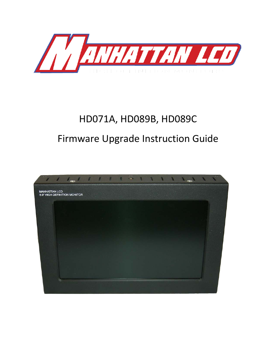HD089B Firmware Upgrade Instructions