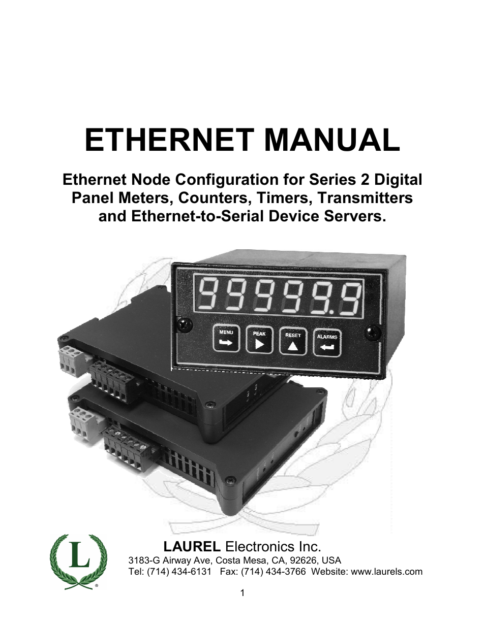 Ethernet Node Configuration for Series 2 Digital Panel Meters, Counters, Timers, Transmitters and Ethernet-to-Serial Device Servers