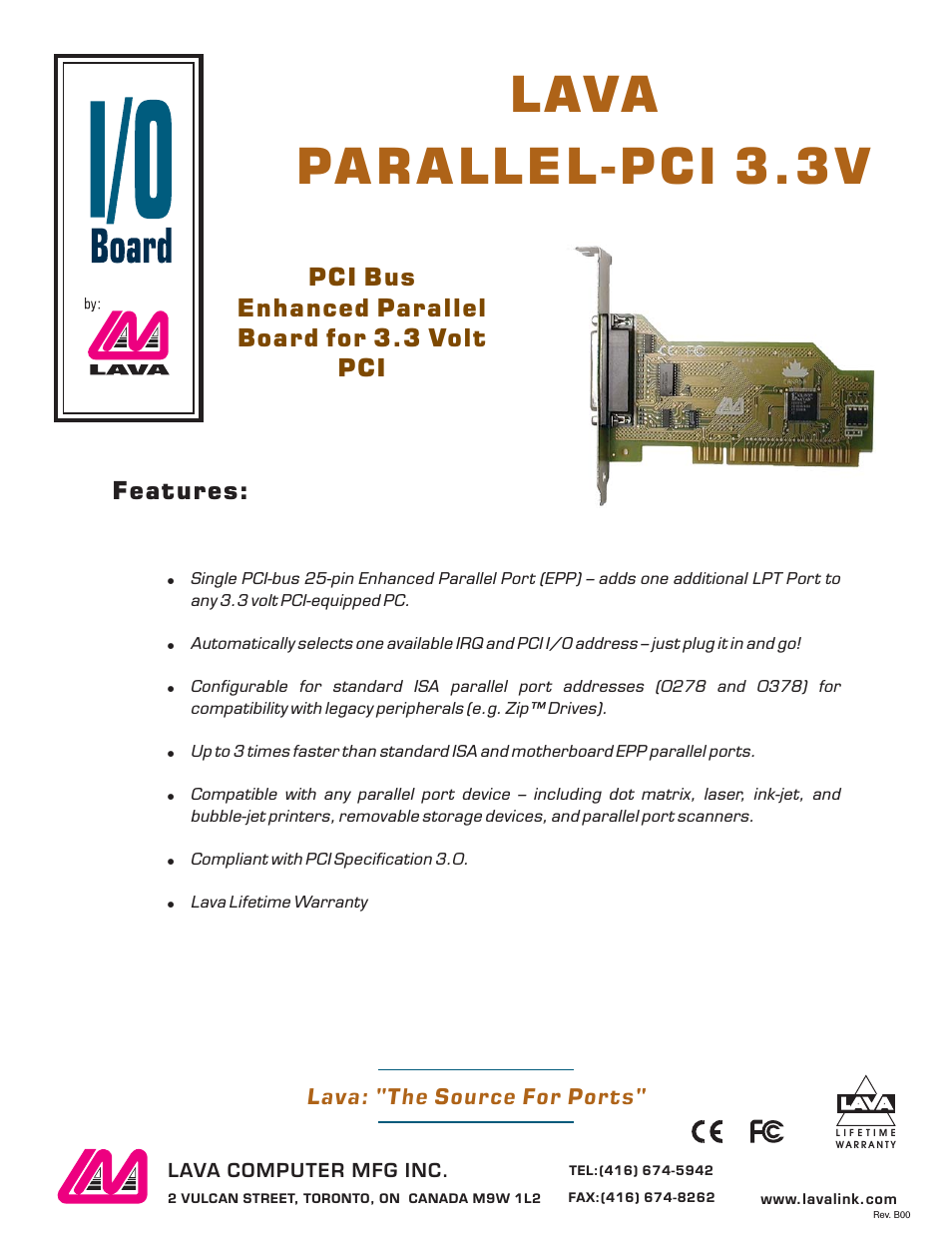 PCI Bus Enhanced Parallel Board