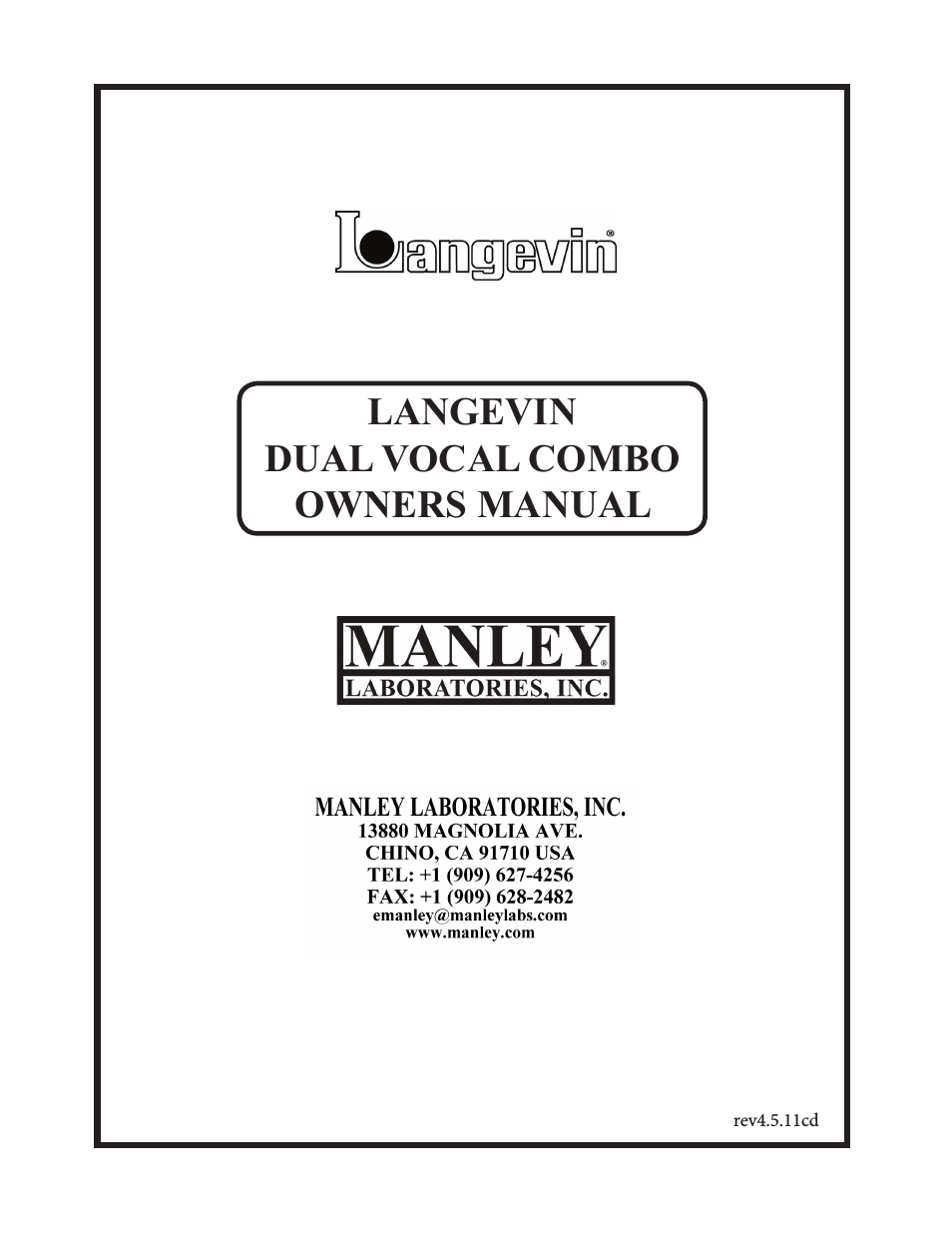 Langevin Dual Vocal Combo 1999 - 4/2001 LDVC000 - LDVC178