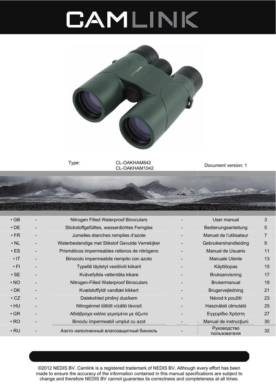 10x42 mm binoculars