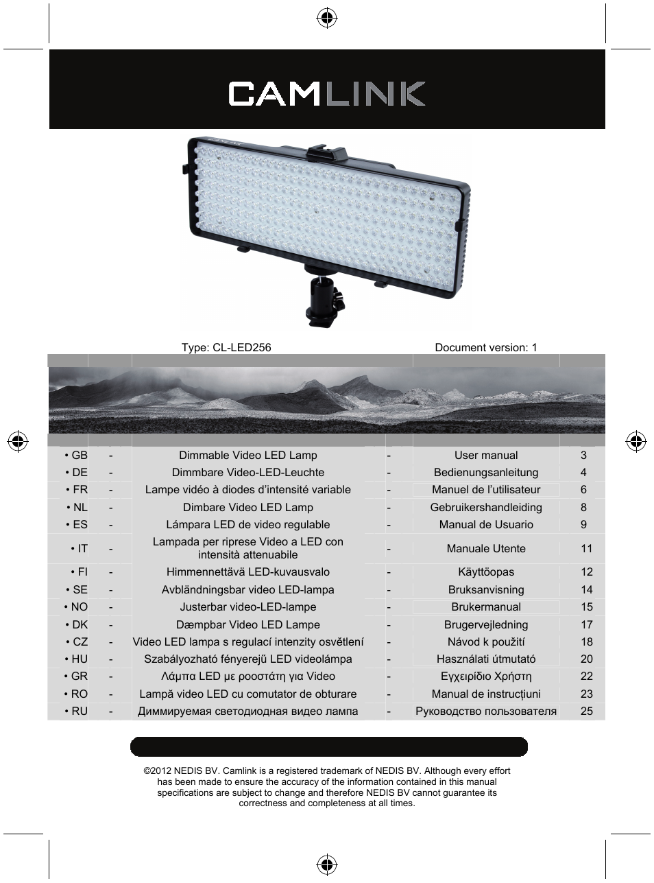 Dimmable video LED lamp 256 LEDs