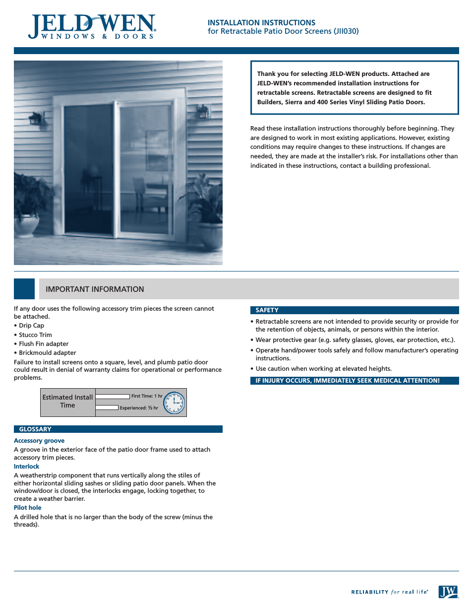 JII030 Retractable Patio Door Screens