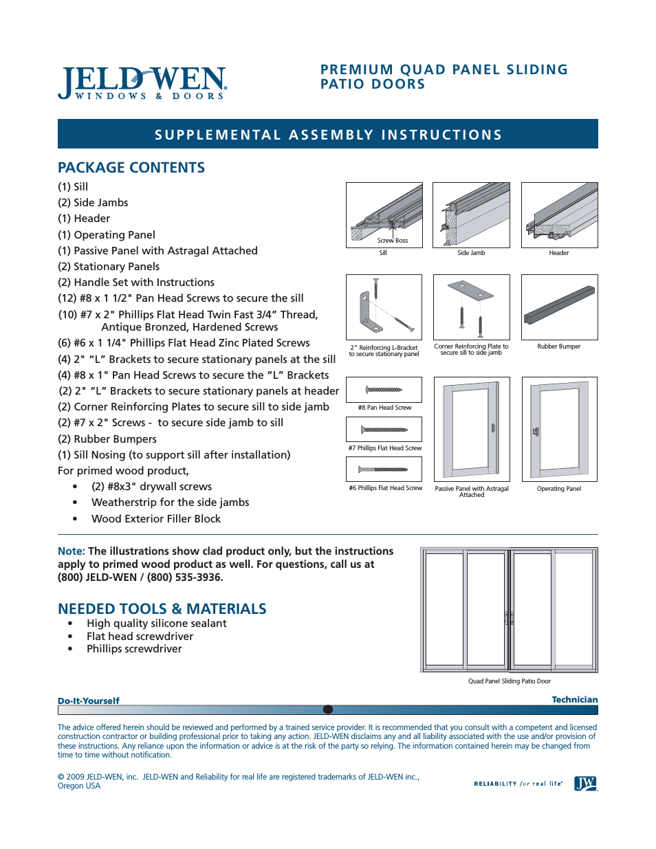 NDS002 Premium Quad Panel Sliding Patio Doors