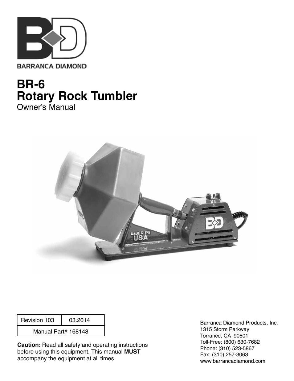BR-6 Rotary Rock Tumbler