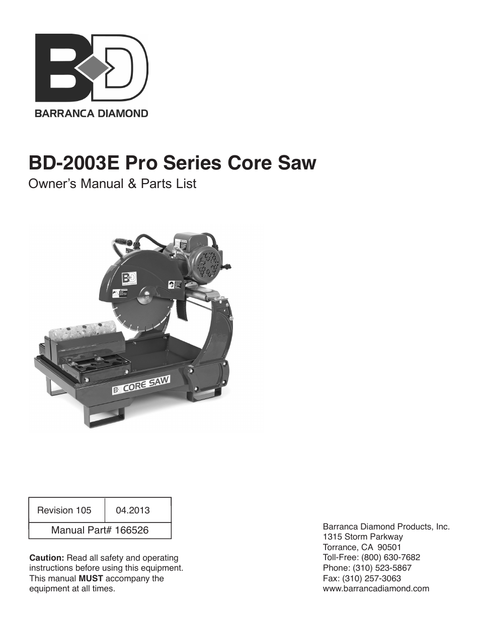 BD-2003E Pro Series Core Saw