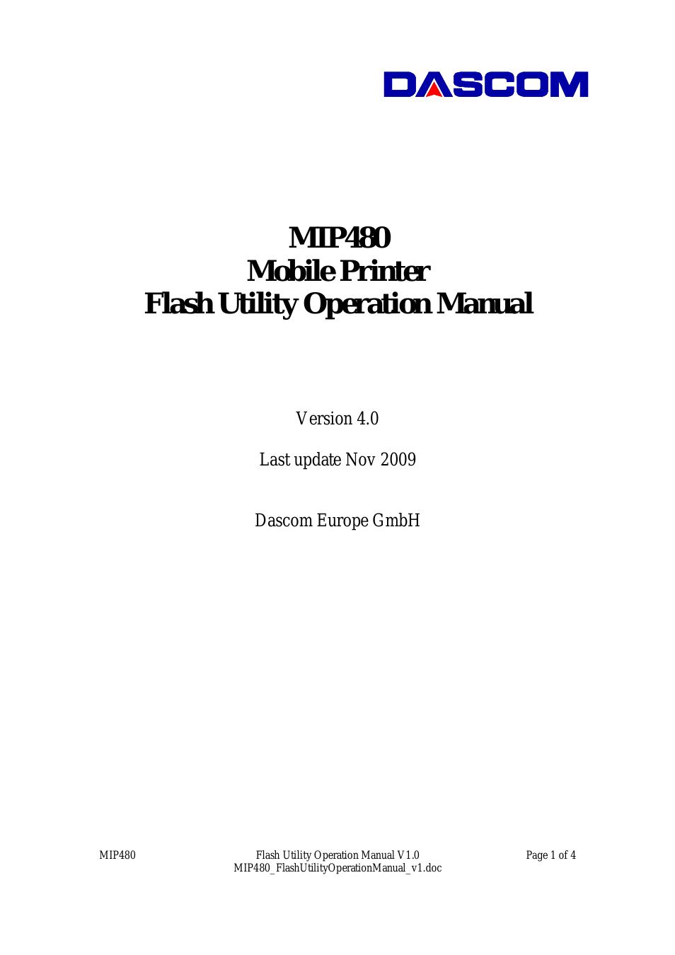 MIP480  Flash Utility Operation Manual