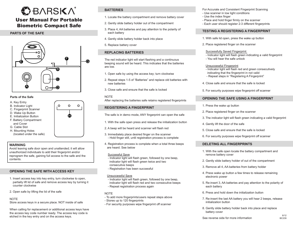 AX11970 - Portabe Biometric Compact Safe