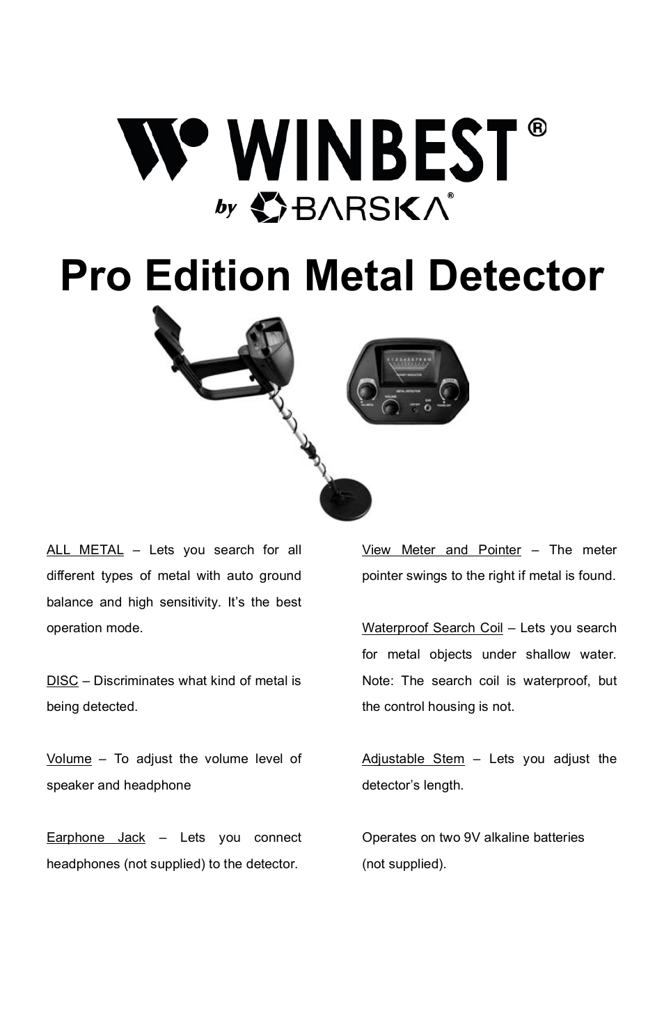 BE11638 Pro Edition Metal Detector