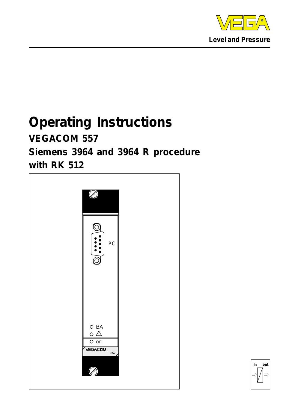 VEGACOM 557 Siemens 3964 and 3964 R procedure with RK 512