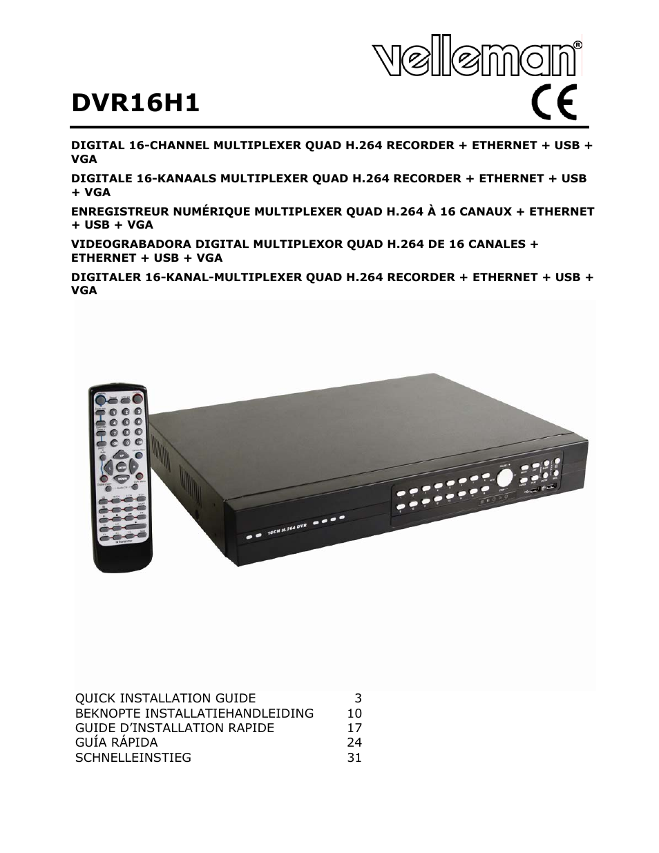 DVR16H1 Quick Installation Guide