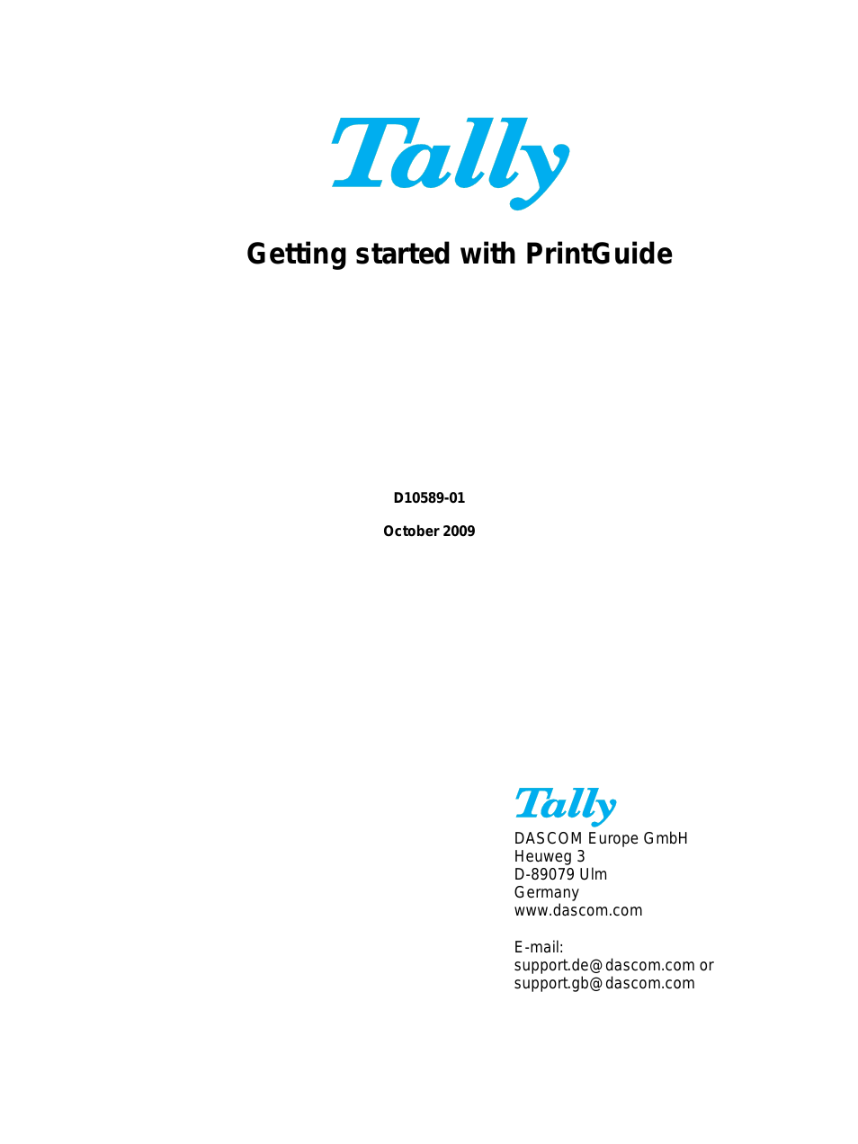 TallyCom III Getting started with PrintGuide