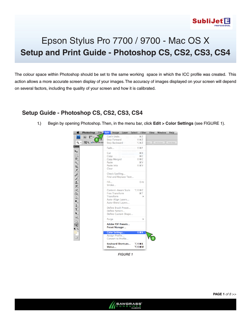 SubliJet E Epson Stylus Pro 7700 (Mac ICC Profile Setup): Print & Setup Guide Photoshop CS - CS4