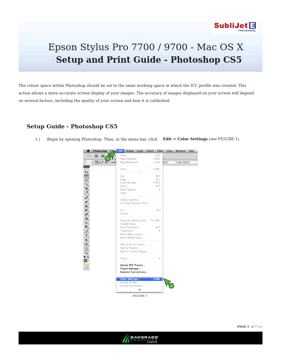 SubliJet E Epson Stylus Pro 7700 (Mac ICC Profile Setup): Print & Setup Guide Photoshop CS5