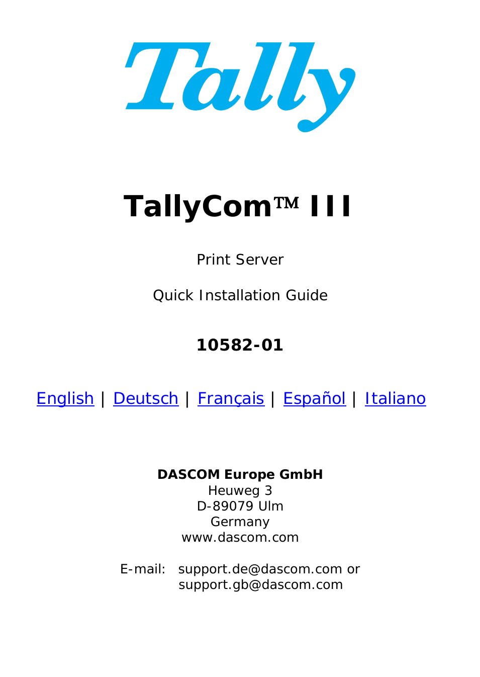 TallyCom III Pocket - Quick Installation Guide