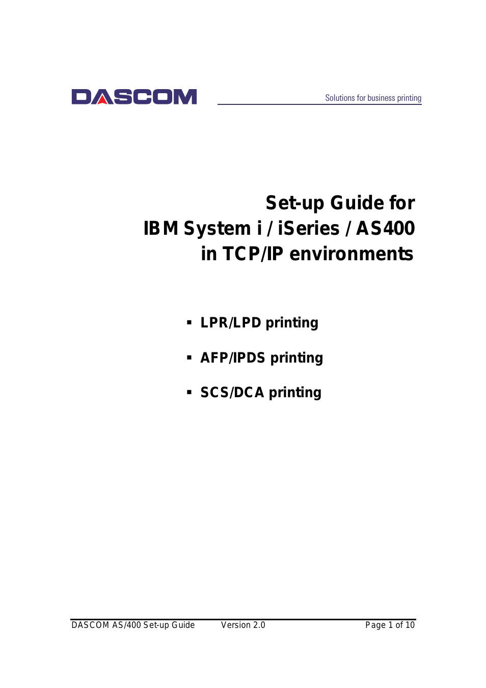 TallyCom III Set-up Guide for IBM System i/iSeries/AS400 in TCP/IP environments