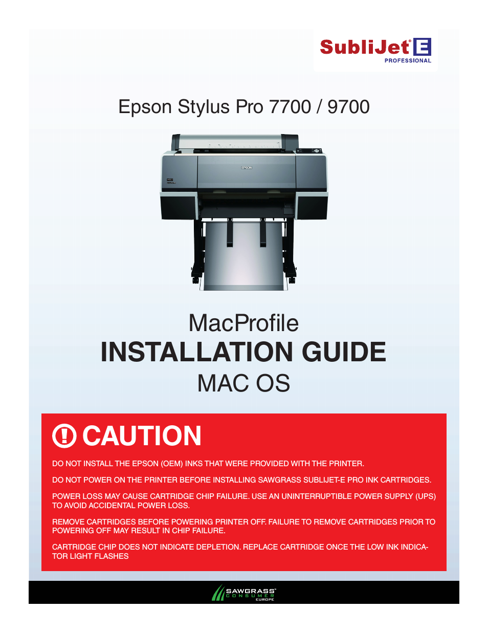 SubliJet E Epson Stylus Pro 7700 (Mac ICC Profile Setup): Printer/Profile Installation Guide