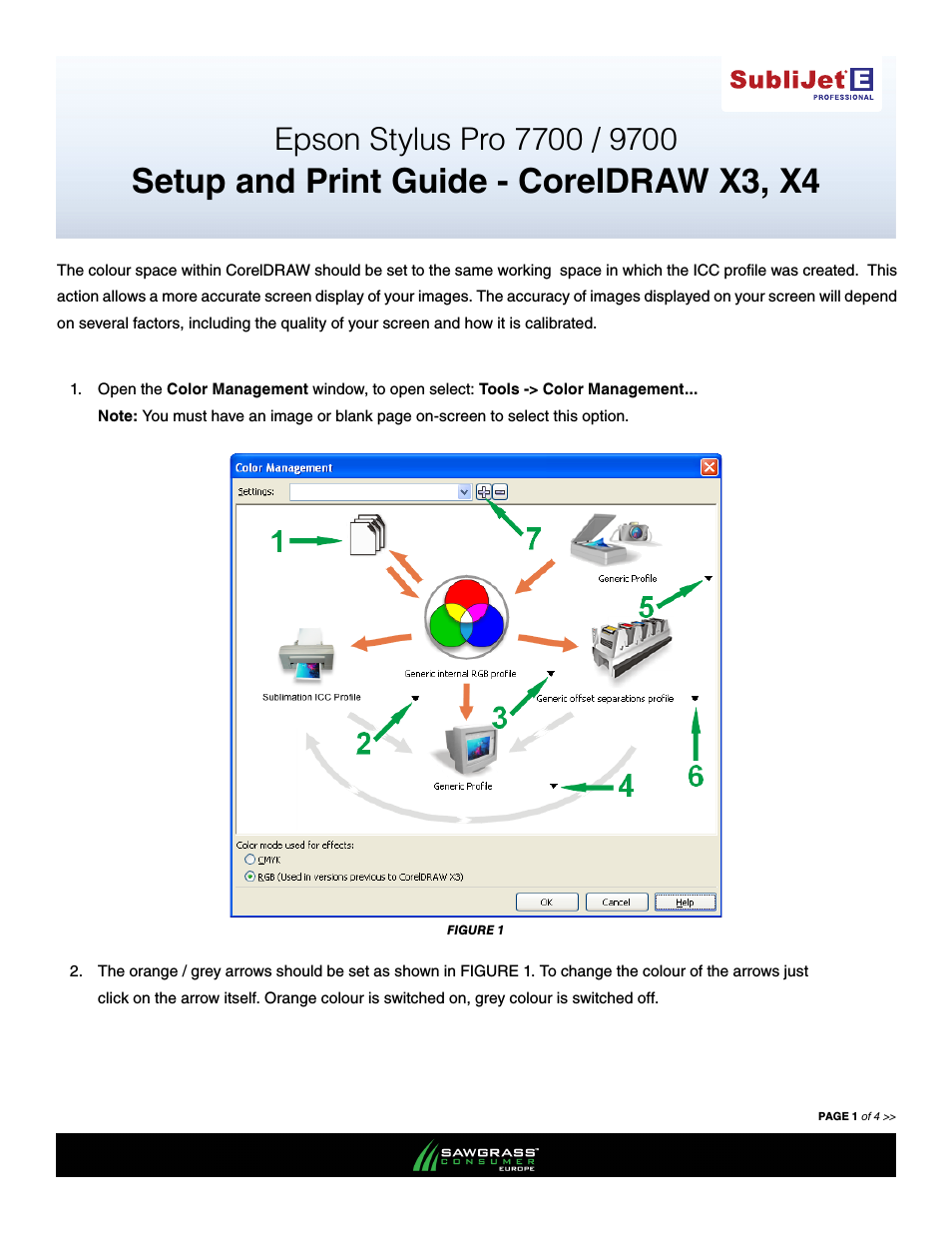 SubliJet E Epson Stylus Pro 7700 (Windows ICC Profile Setup): Print & Setup Guide CorelDRAW X3 - X4