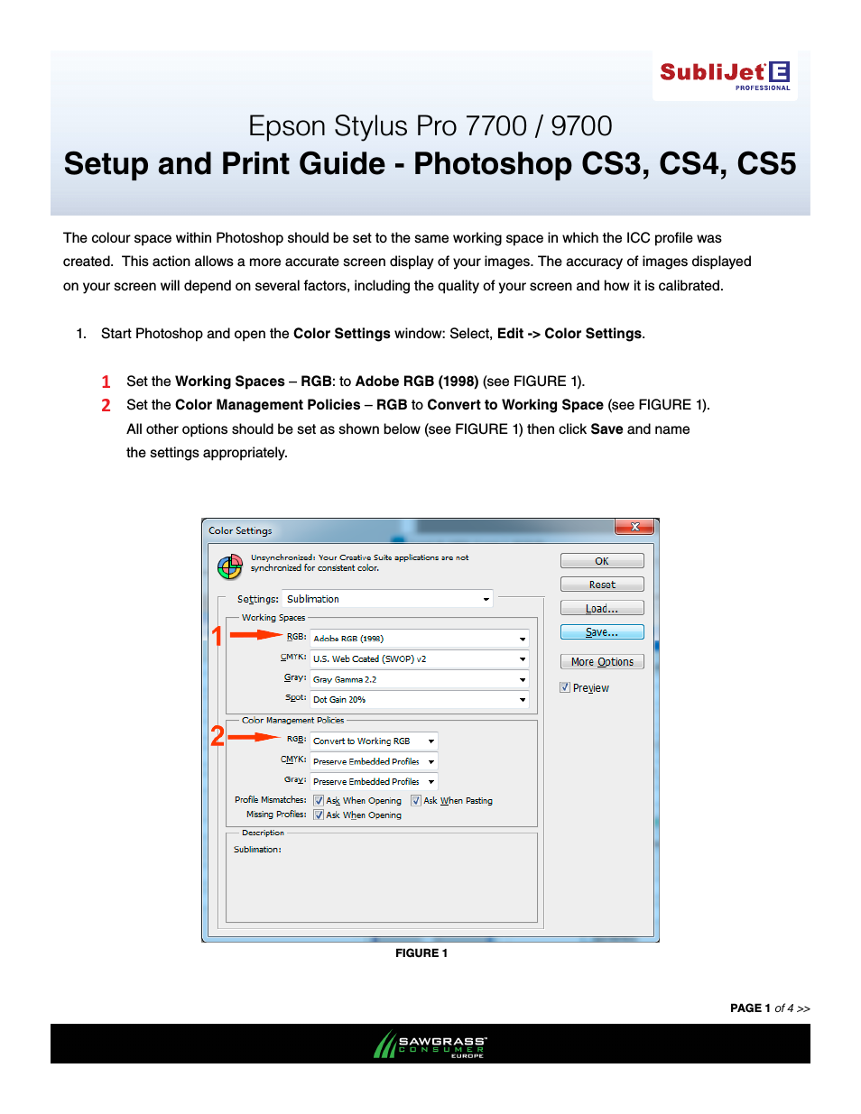 SubliJet E Epson Stylus Pro 7700 (Windows ICC Profile Setup): Print & Setup Guide Photoshop CS3 - CS5