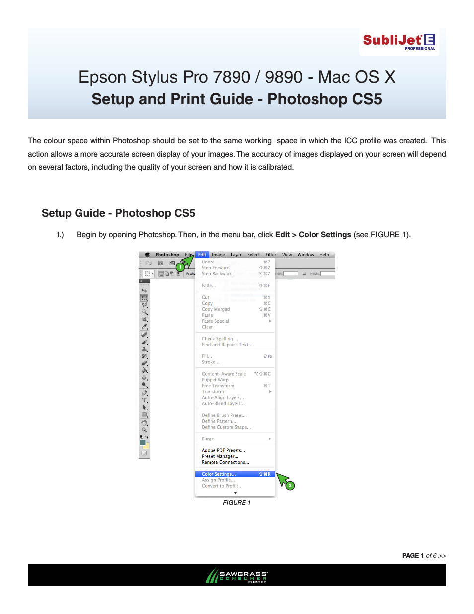 SubliJet E Epson Stylus Pro 7890 (Mac ICC Profile Setup): Print & Setup Guide Photoshop CS5