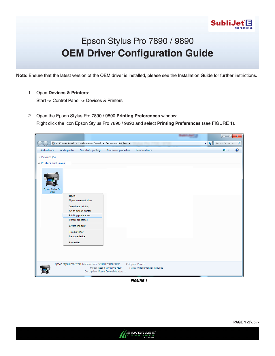 SubliJet E Epson Stylus Pro 7890 (Windows ICC Profile Setup): Driver Configuration Guide