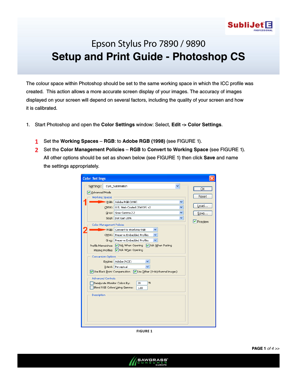 SubliJet E Epson Stylus Pro 7890 (Windows ICC Profile Setup): Print & Setup Guide Photoshop CS