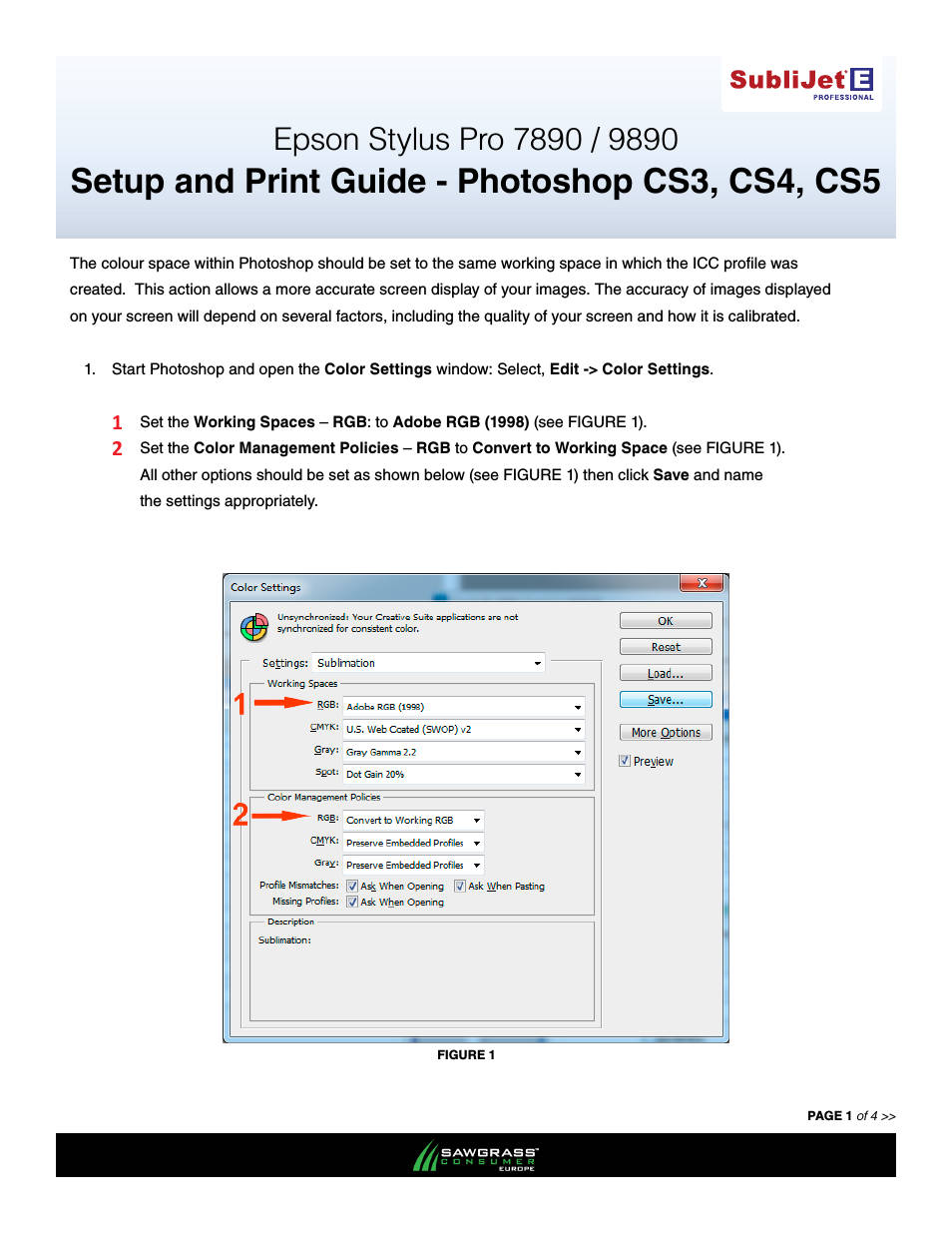 SubliJet E Epson Stylus Pro 7890 (Windows ICC Profile Setup): Print & Setup Guide Photoshop CS3 - CS5