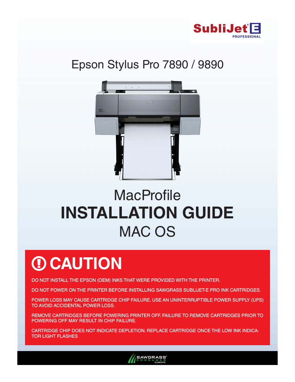 SubliJet E Epson Stylus Pro 9890 (Mac ICC Profile Setup): Printer/Profile Installation Guide