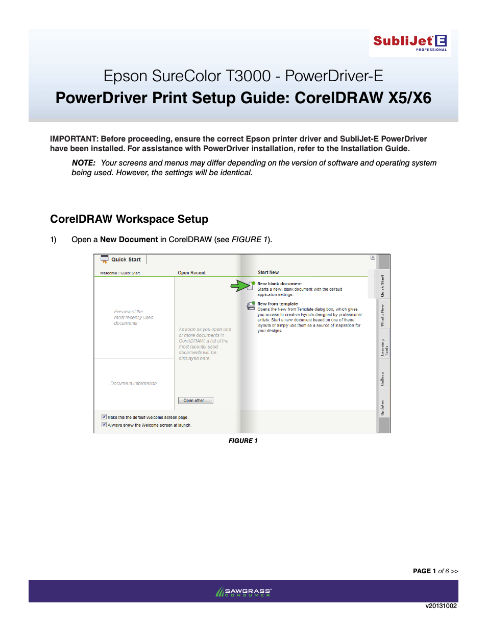 SubliJet E Epson SureColor T3000 (Power Driver Setup): Print & Setup Guide CorelDRAW X5 & X6