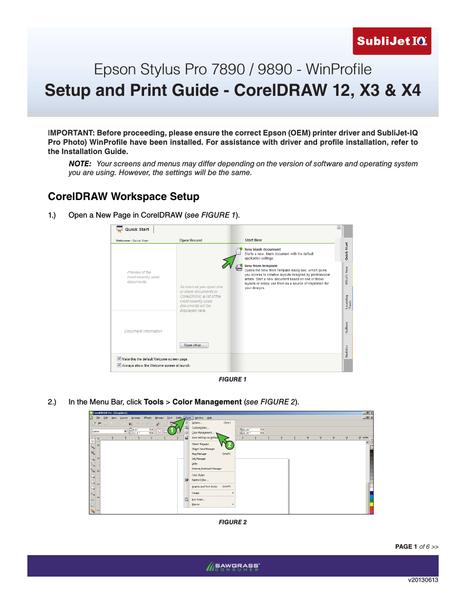SubliJet IQ Epson Stylus Pro 9890 - IQ Pro Photo (Windows ICC Profile Setup): Print & Setup Guide CorelDRAW 12 - X4