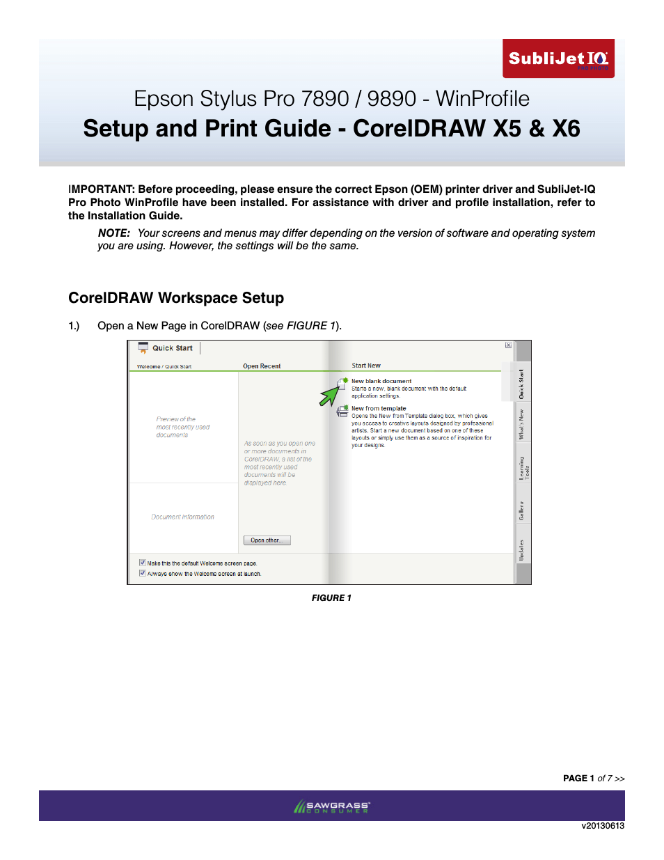 SubliJet IQ Epson Stylus Pro 9890 - IQ Pro Photo (Windows ICC Profile Setup): Print & Setup Guide CorelDRAW X5 - X6