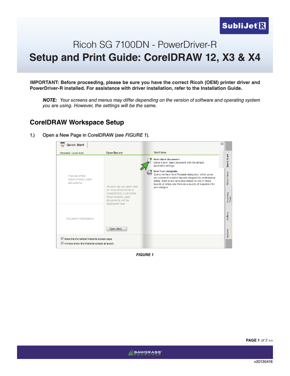 SubliJet R Ricoh SG7100DN (Windows Power Driver Setup): Print & Setup Guide CorelDRAW 12 - X4